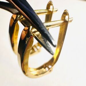 14k Yellow Gold Hoop Huggie Earrings - 1/2” Drop